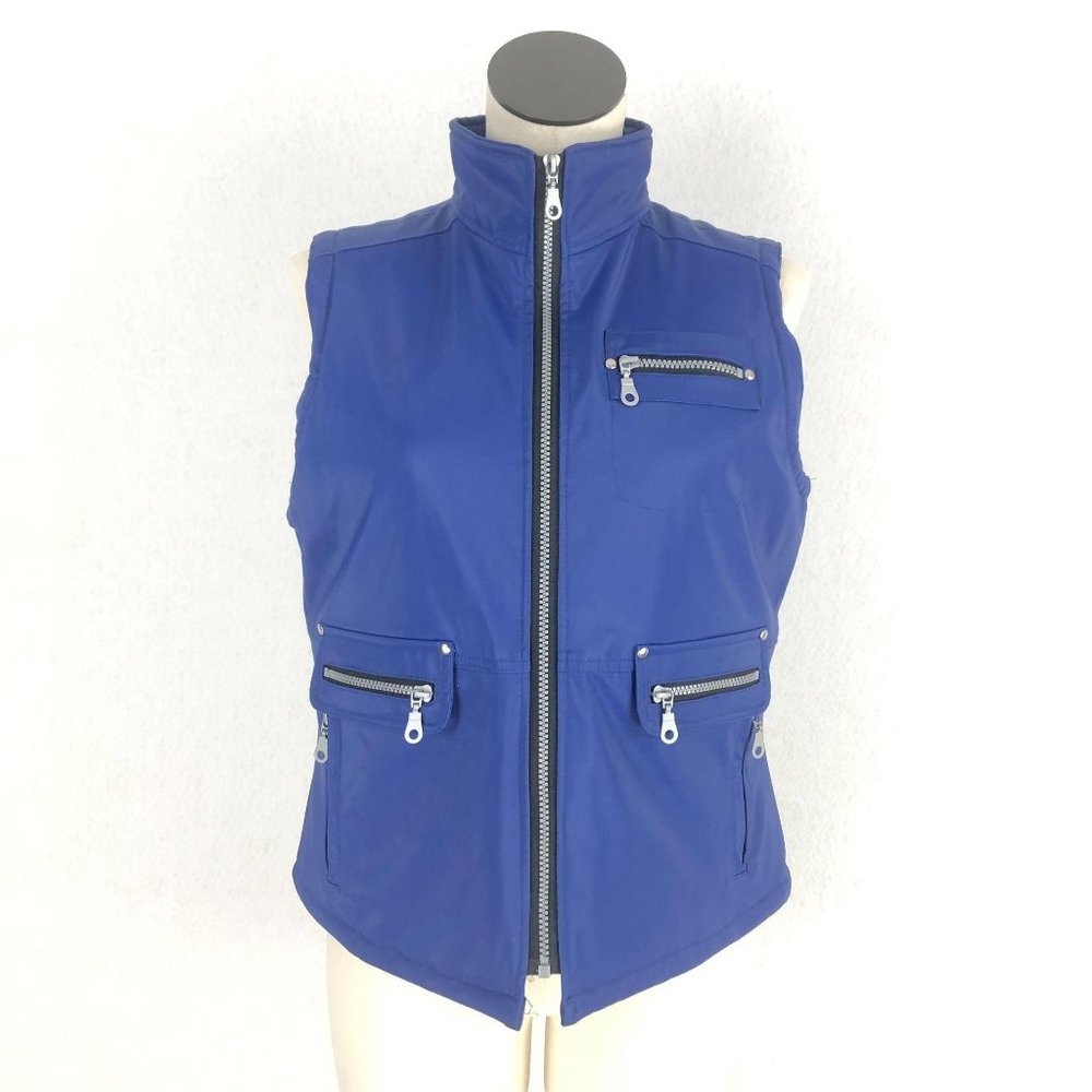 Highway Sport VTG Women's Size Medium Blue Full Zip Vest Sleeveless Pockets